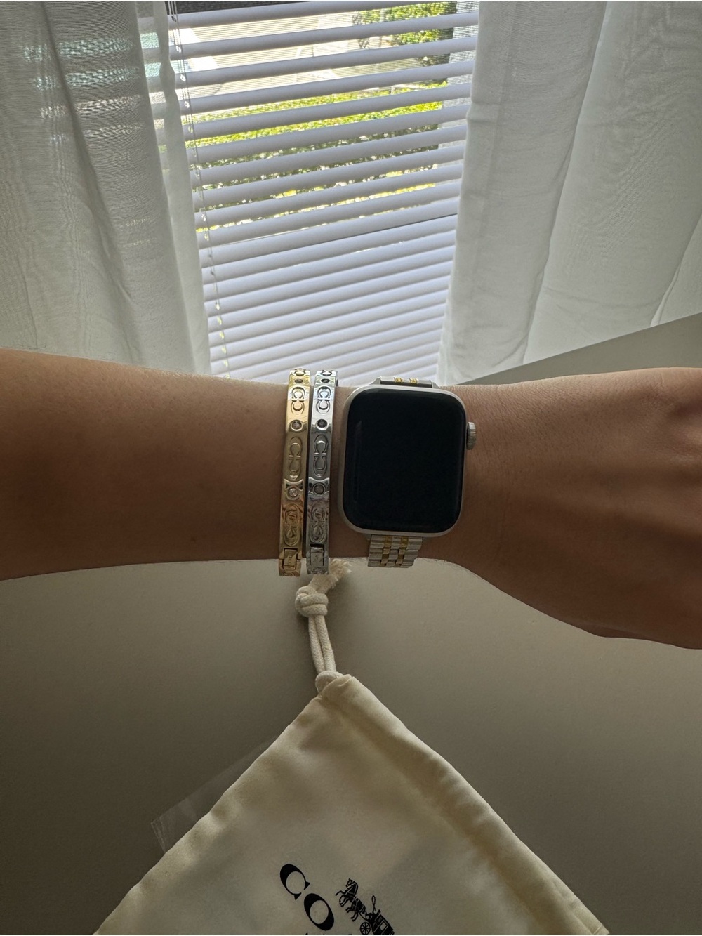 Coach Silver-Tone Signature Bangle Bracelet - Picture 8 of 9